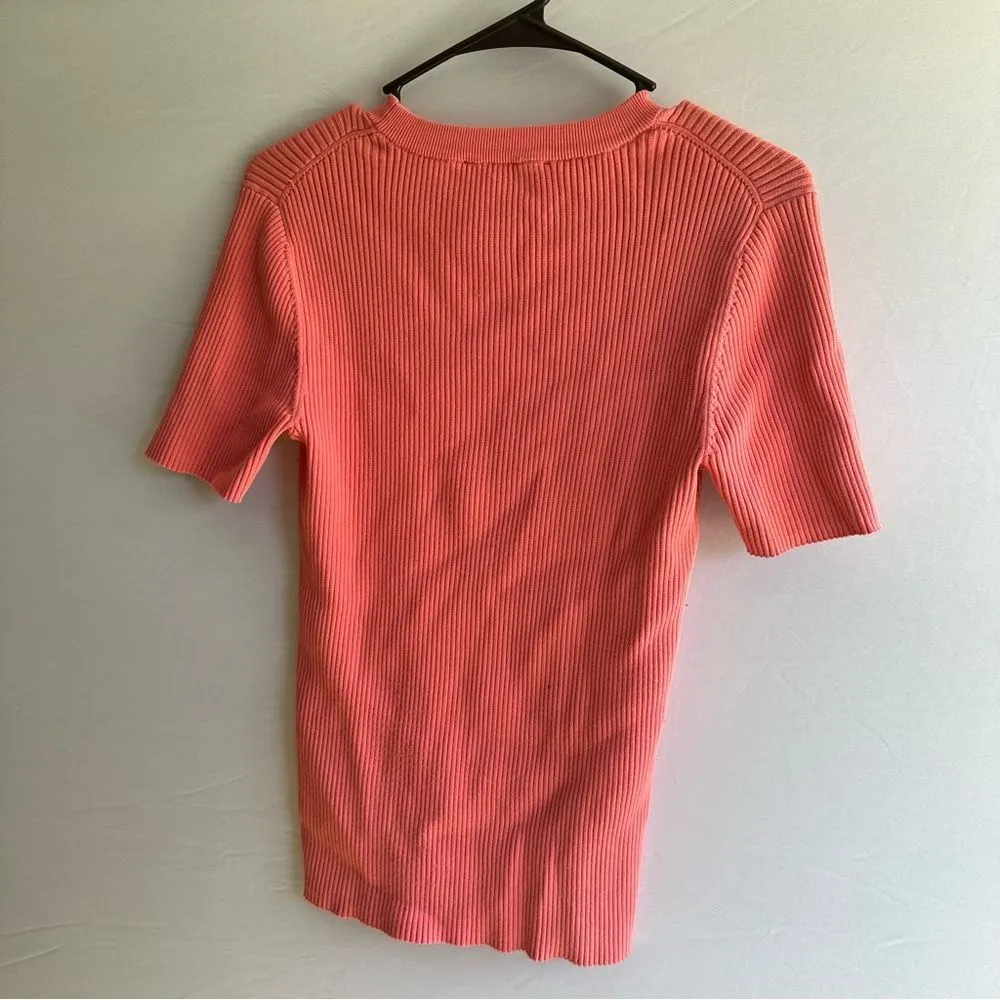 Michael Kors Pink Ribbed Fitted T-Shirt - Image 6