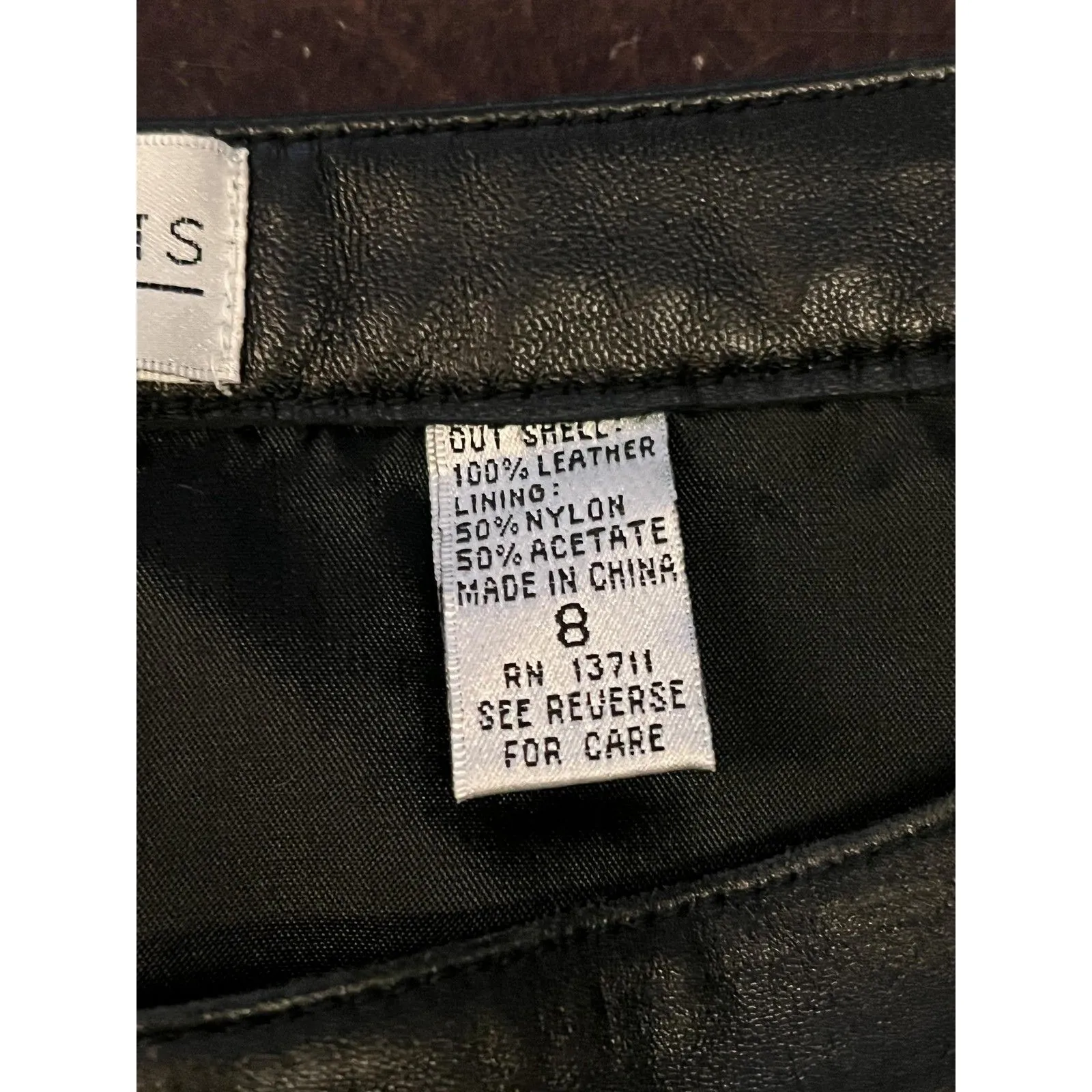 Valerie Stevens Pants Womens 8 Black Leather Straight Leg Lined Zip Front - Image 9