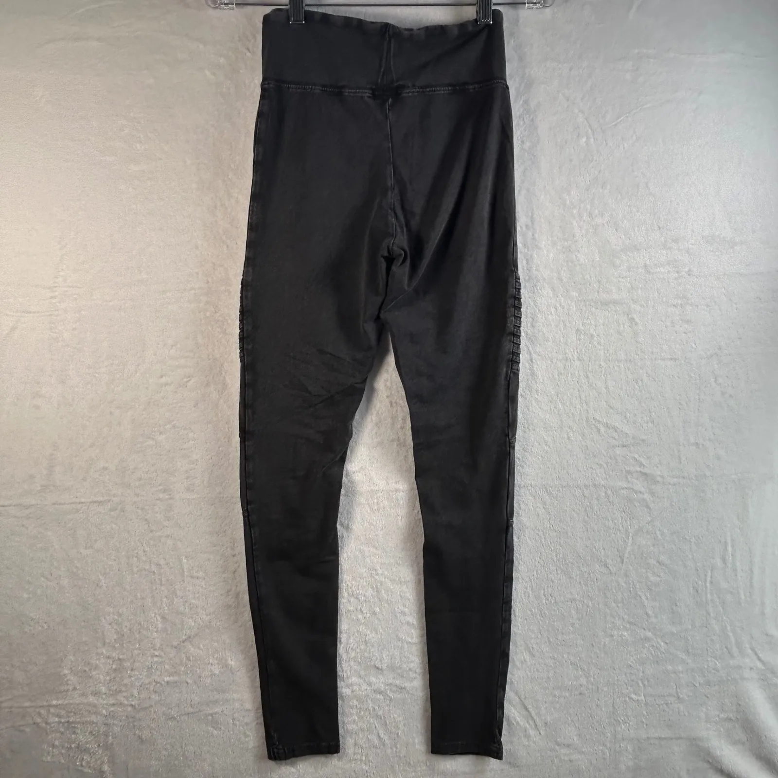 BP Moto Leggings Black Washed Cotton Spandex Moto Stitch Detail Size S Gray - Image 6