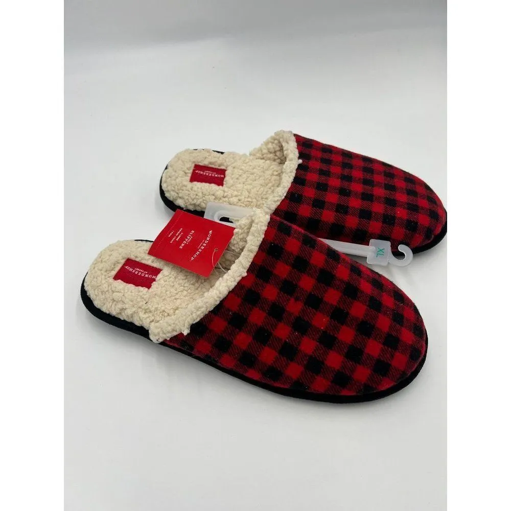 Brand New Wondershop Buffalo Plaid‎ Slippers Red & Black Size XLarge - Image 9