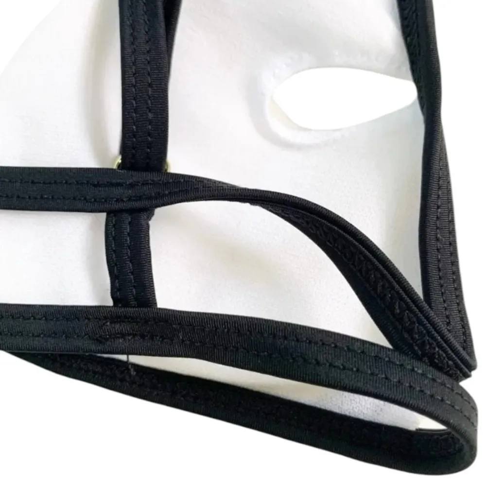 River Island Resort Black Stripe Soft Triangle Bikini Top Strappy Back Size 6 - Image 8