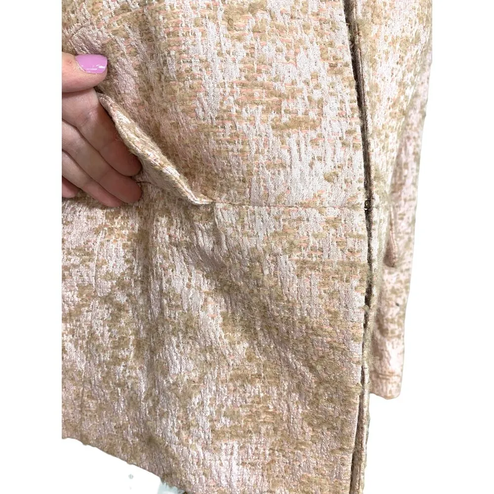 Red Valentino Metallic Textured Boucle Peplum Jacket Shimmer Pink Tan IT 44 US 6 - Image 6