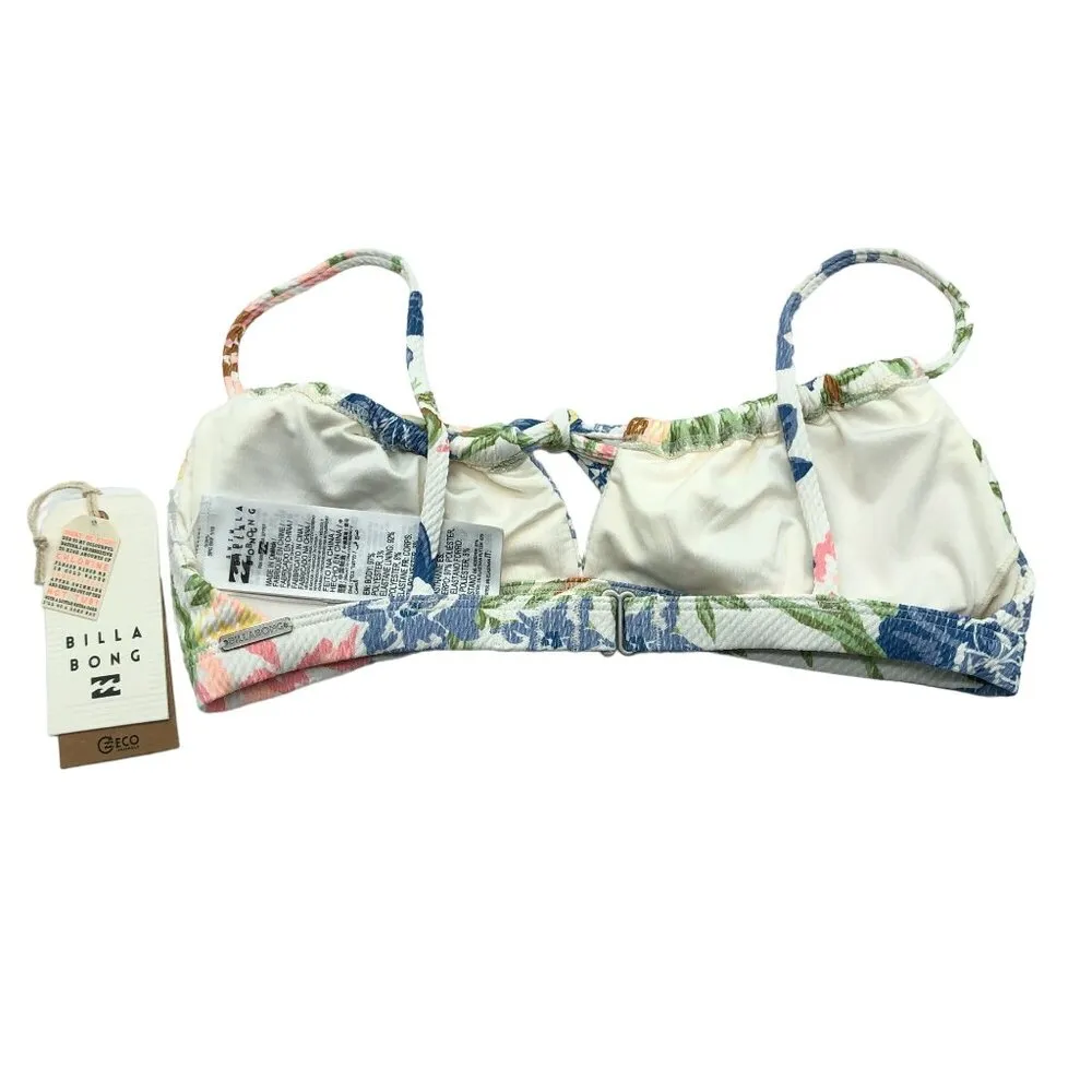 Billabong Ur A Dream Coco Bralette Bikini Top Floral White Colorful L/12 - Image 5