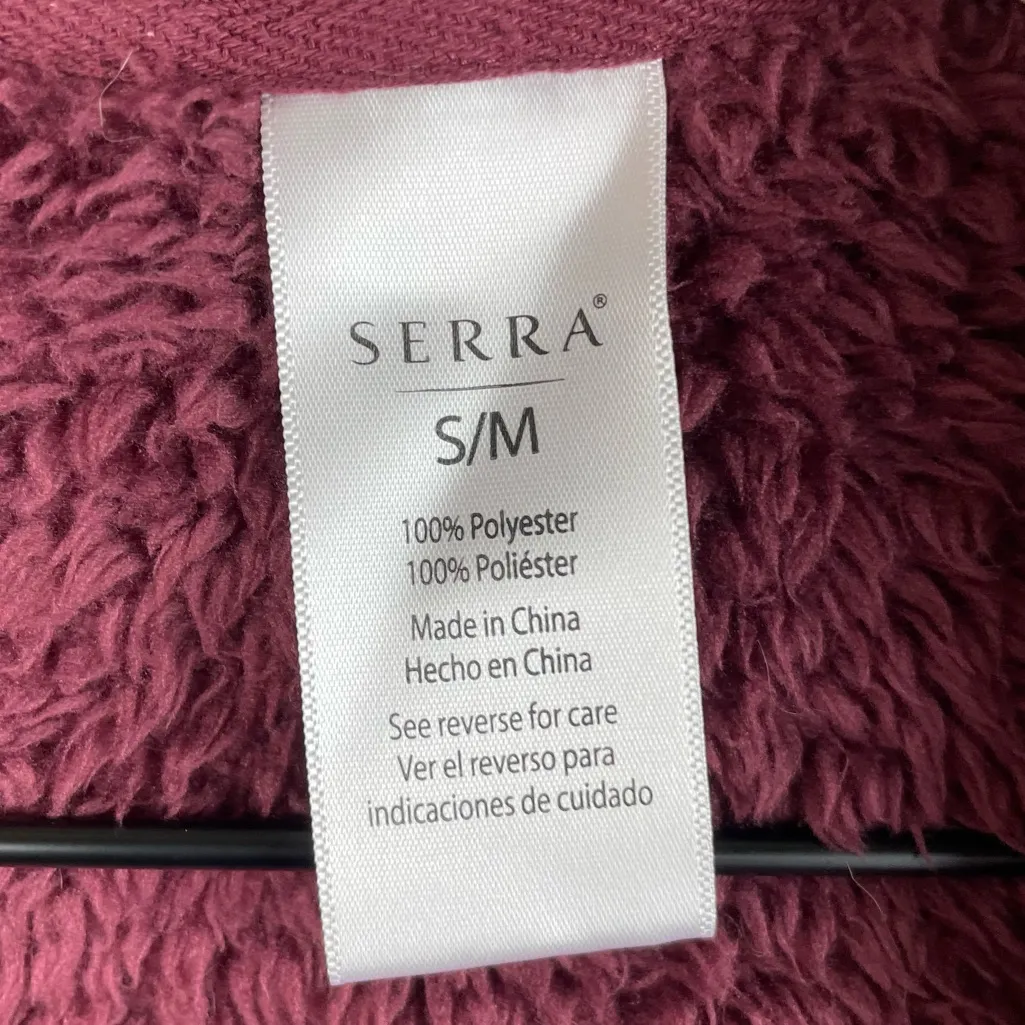 Serra Women's Sherpa Hooded Cardigan Size Small/Medium Burgundy Red Soft Cozy - Image 4