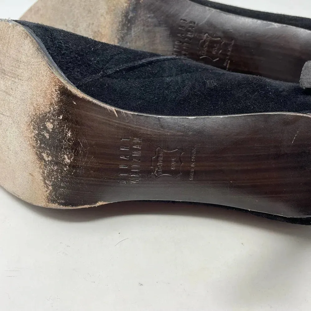 Stuart Weitzman Black Suede Pointed Toe‎ Stiletto Heel Ankle Bootie Size 7.5 - Image 10