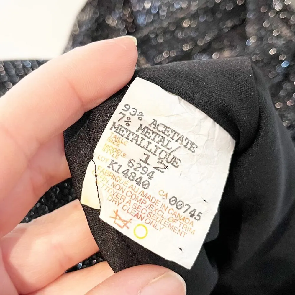 Vintage JS Collections Metallic Fringe Hem Lace Maxi Slip Dress Black 12 Size 8 - Image 6