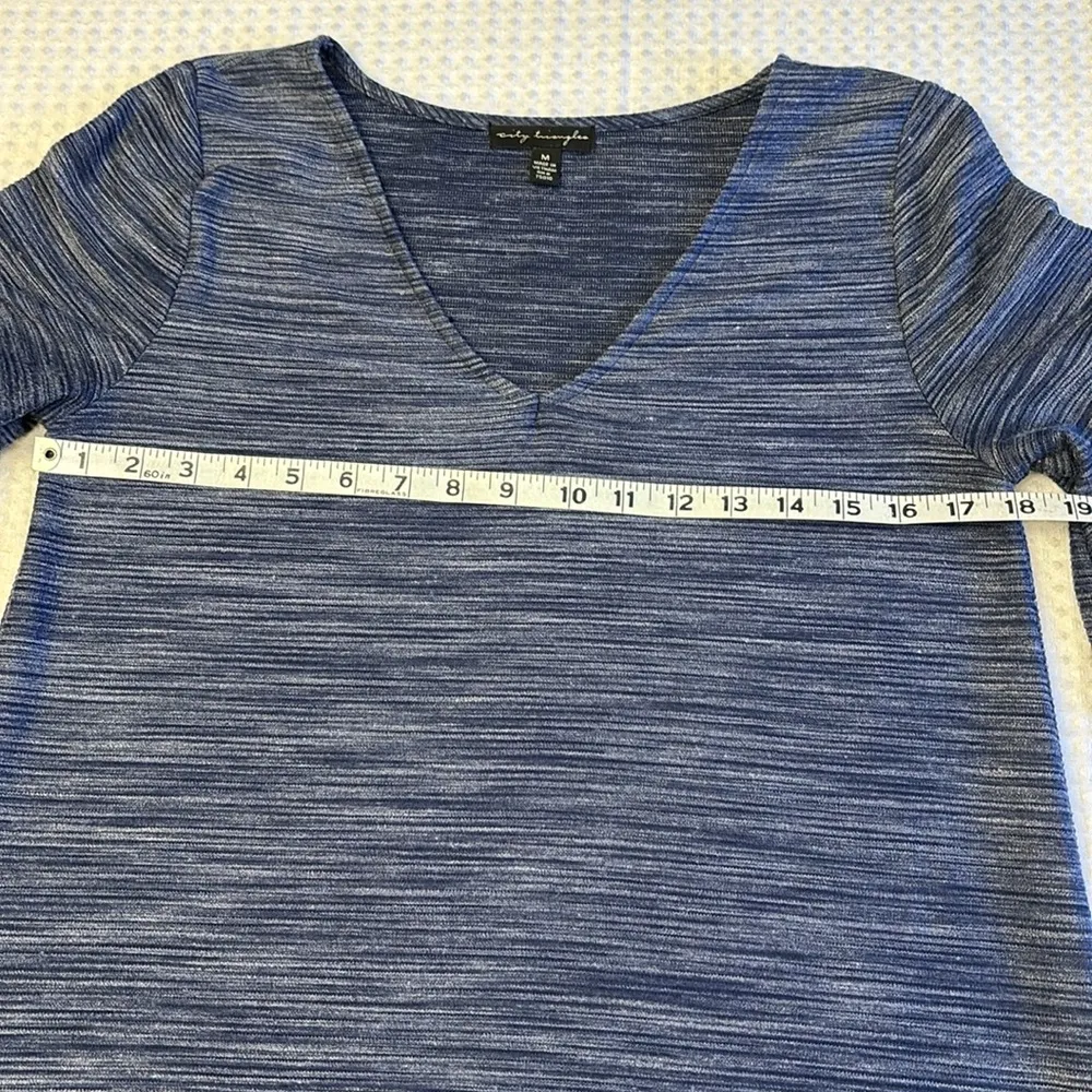 Shift Dress Size MEDIUM Denim Blue Heather Short Ruffle Sleeve - Image 11