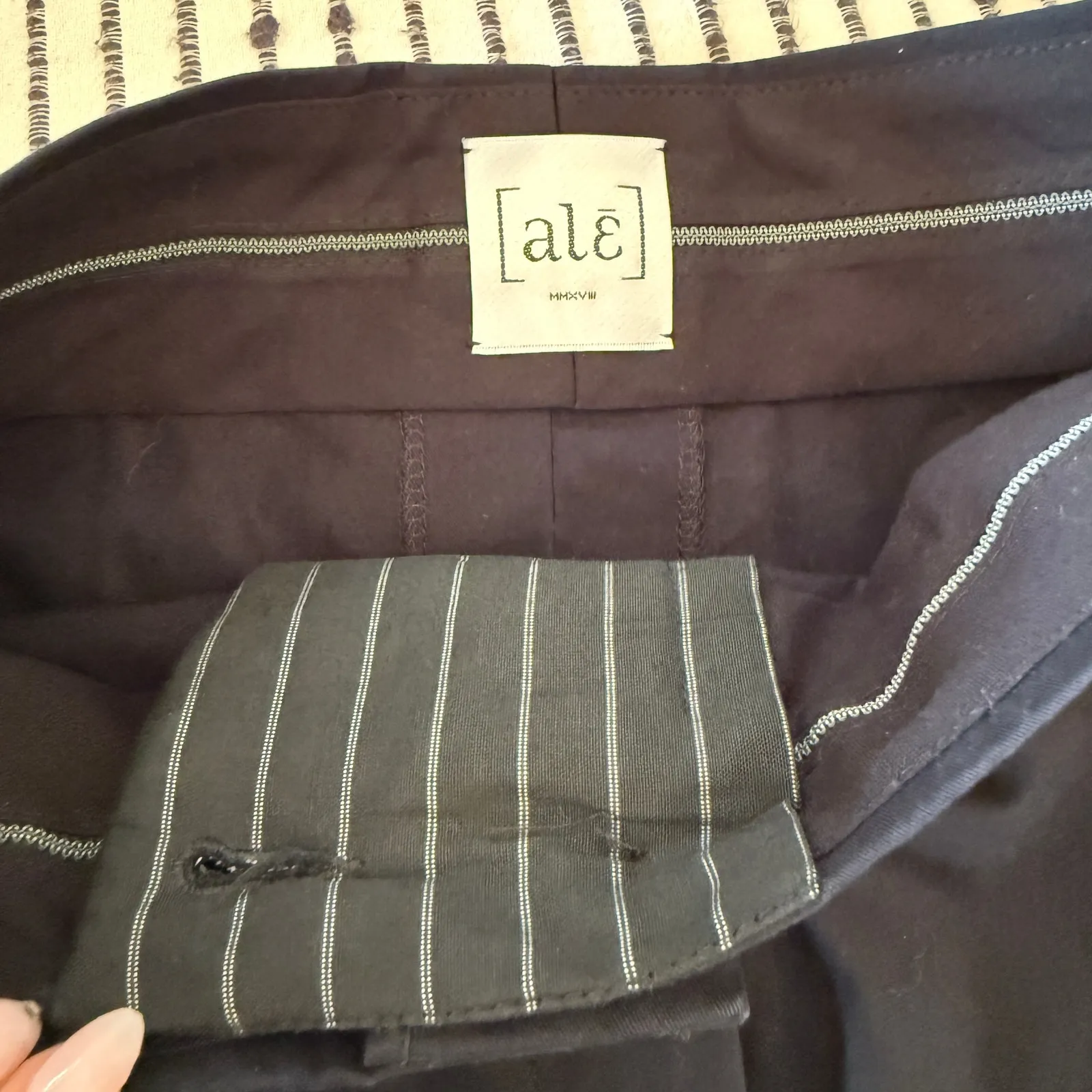 ALE Paris | Bespoke Ultra Wide Leg High Waist Cotton Cuffed Trousers | Size 6 Black - Image 7