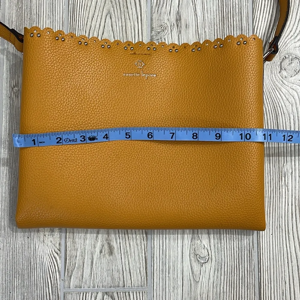 Nanette Lepore Yellow Abigail Crossbody Bag with Perforated Detail - Image 11