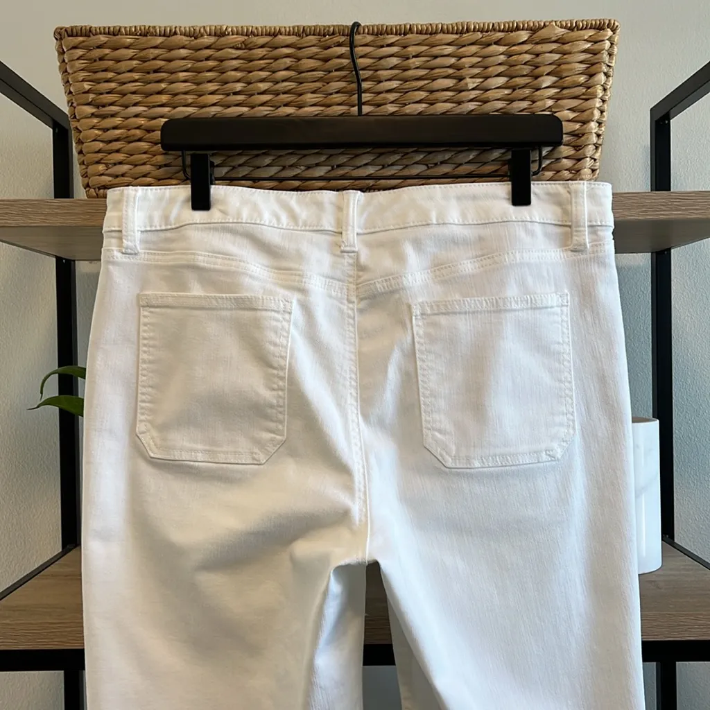 Talbots Button Pocket Mid to High Rise White Crop Jeans, 12 - Image 6
