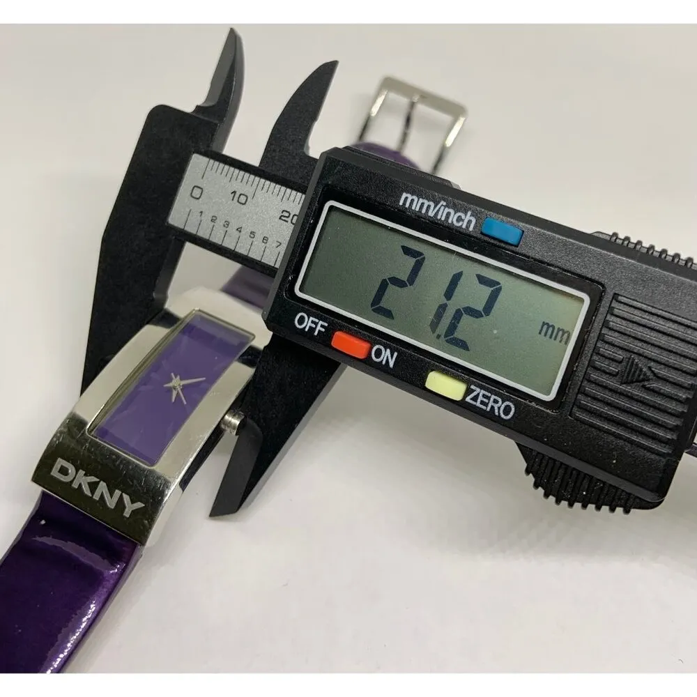 Dkny women’s watch solid stainless steel 21mm case purple dial leather band runs - Image 3