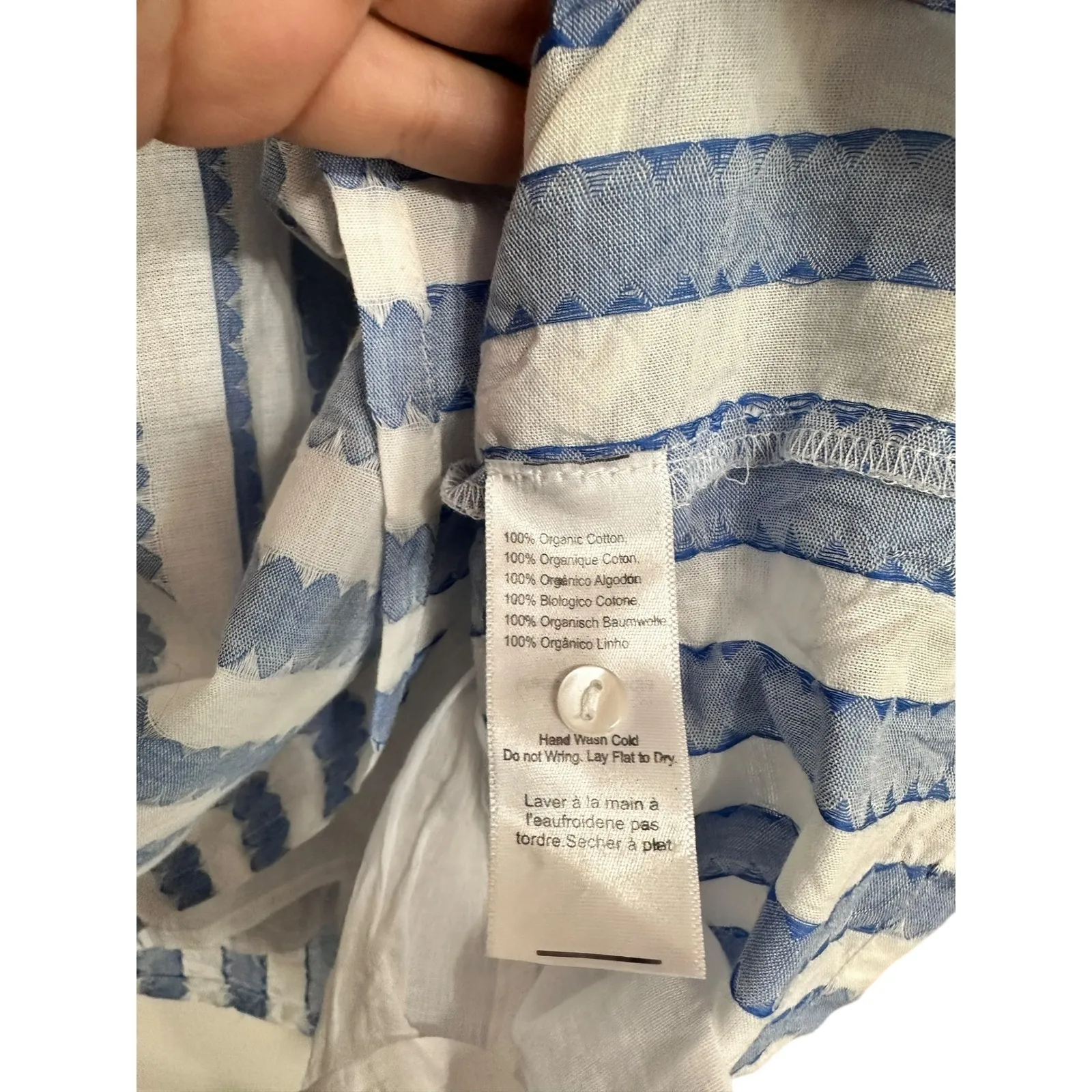 Emerson Fry India Collection scallop Blue Stripe Basalie Top Size Small $138 - Image 5