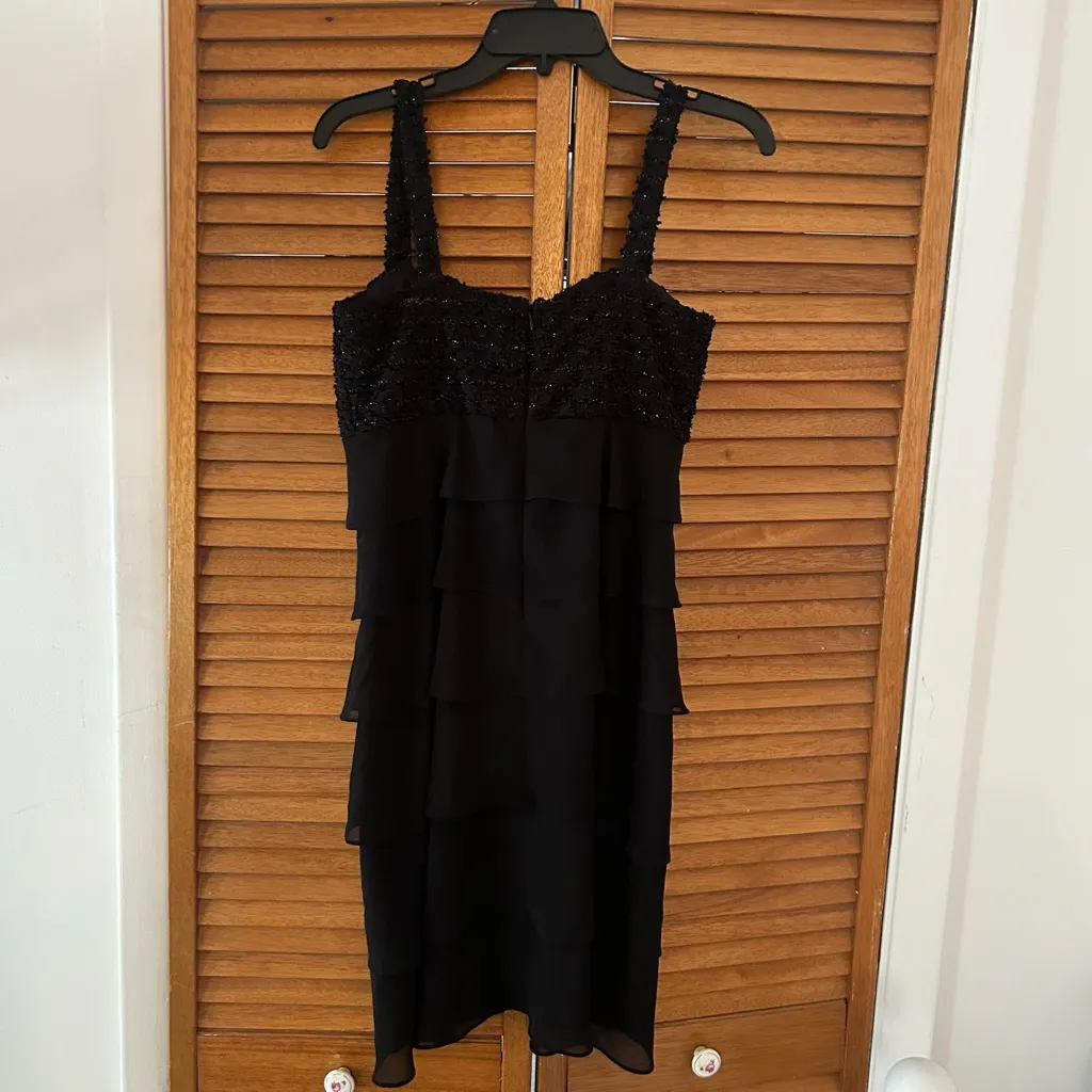 S.L Fashions Women’s Black Ruffle Midi Casual Dress Sz 6P - Image 5