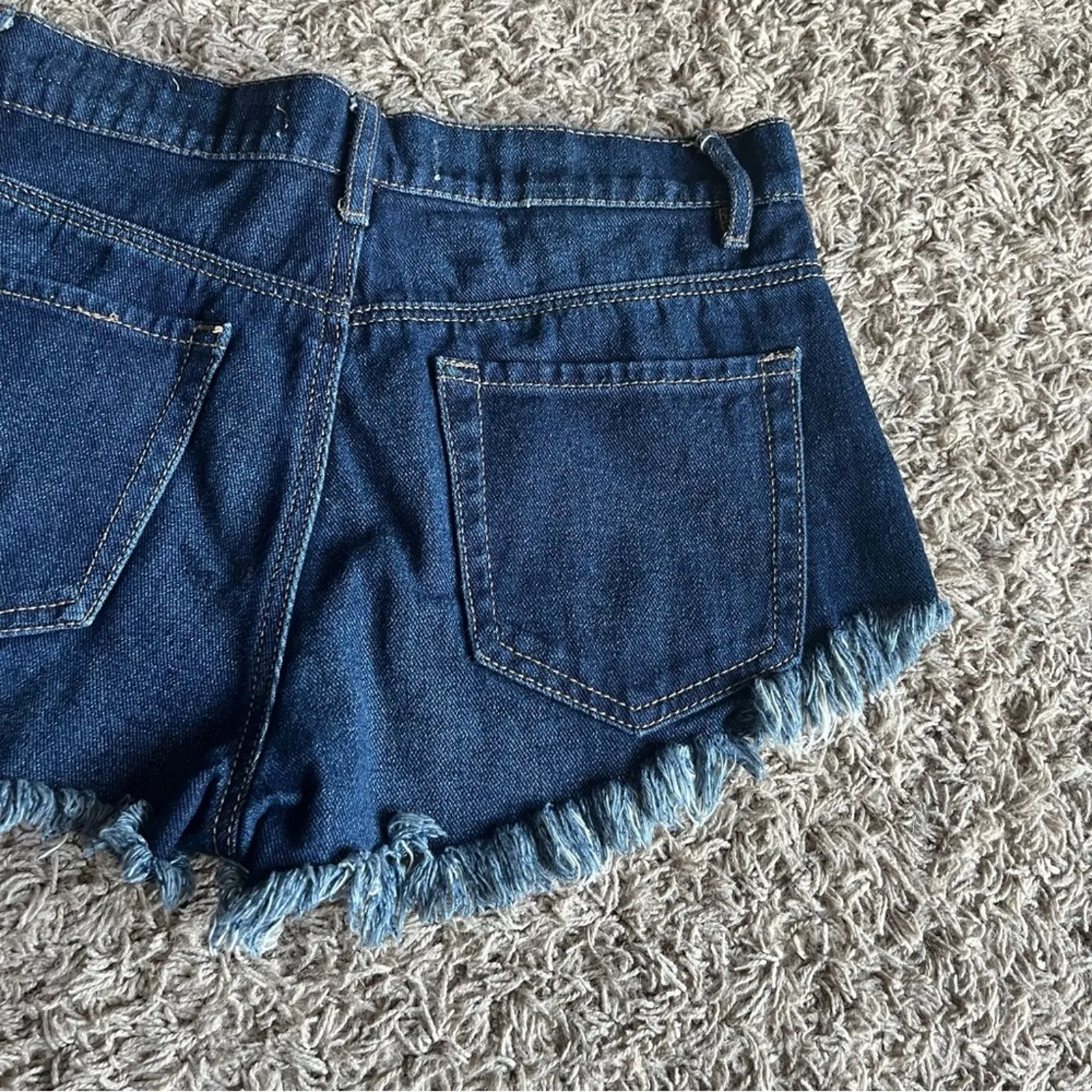 Bullhead Denim Co. Dark Wash Button Fly High Rise Jean Shorts Size 25 Blue - Image 10