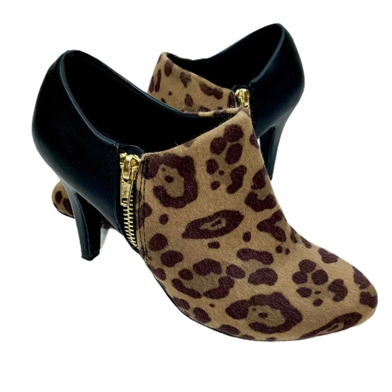 Dexflex Comfort Women's Leopard Heeled Side Zip Ankle Vegan Booties Size 7 - Image 5