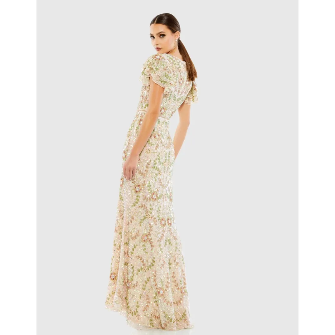 Mac Duggal Embellished Ruffled Cap Sleeve V-Neck Gown Size 12 NWT #10772 Sequins - Image 13