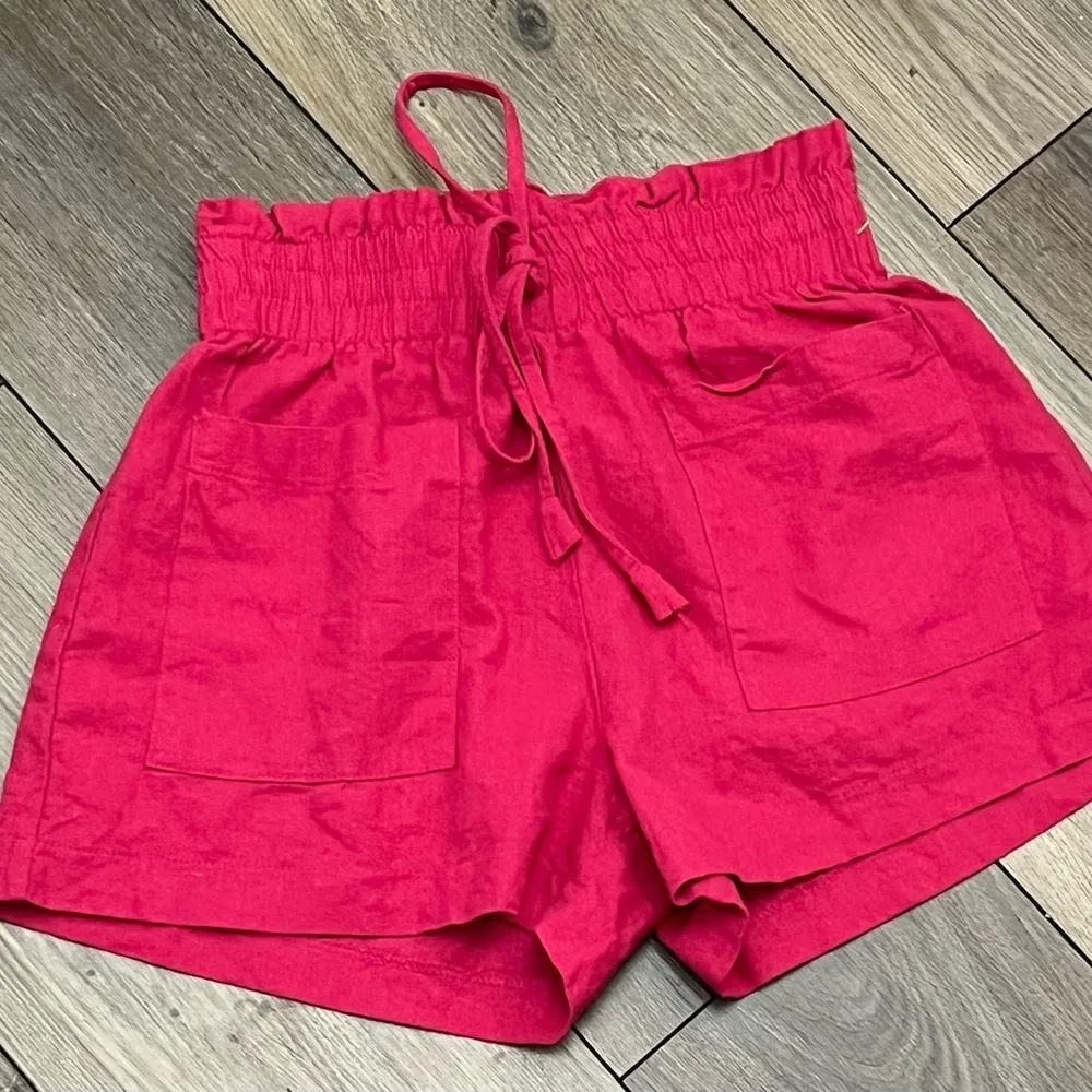 Aquamar Pink Linen High Rise Shorts Drawstring Beach Boho Balletcore XS Coastal - Image 8