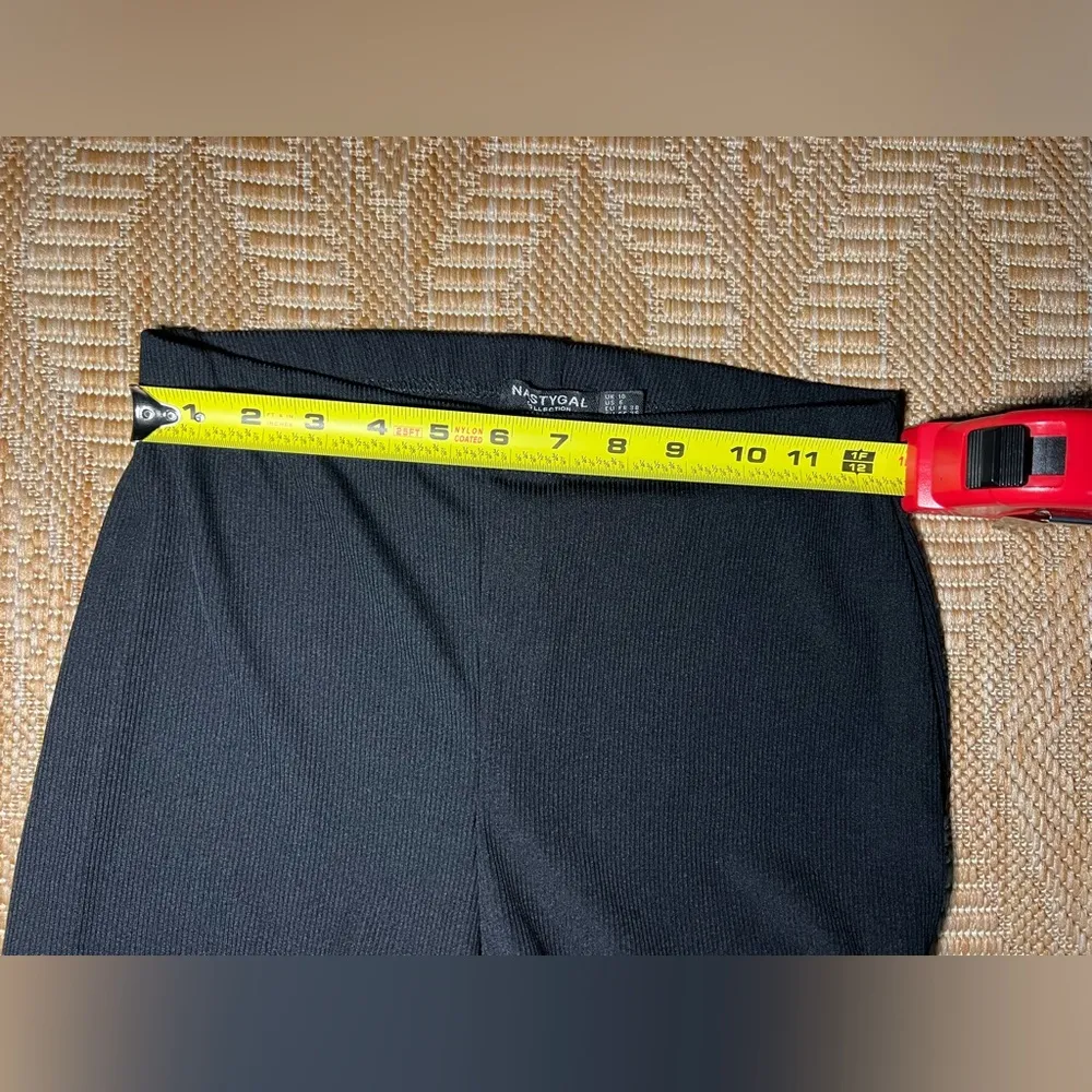 NASTYGAL Collection Women's Black Stretch Leggings with Side Slits, Size US 6 - Image 6