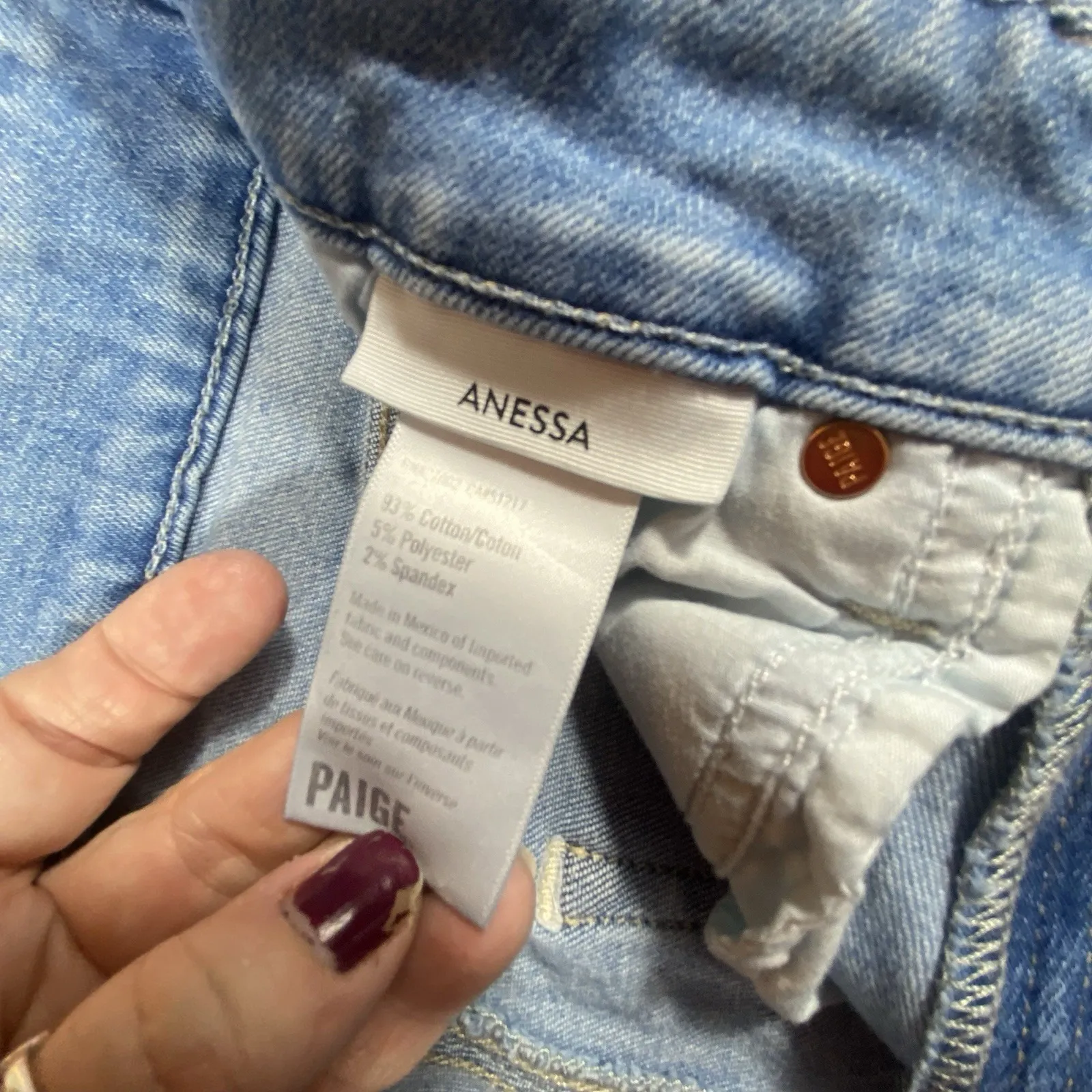 Paige Jeans 26 Petite Anessa Cropped Wide Leg Denim High Rise Hipster Trousers - Image 11