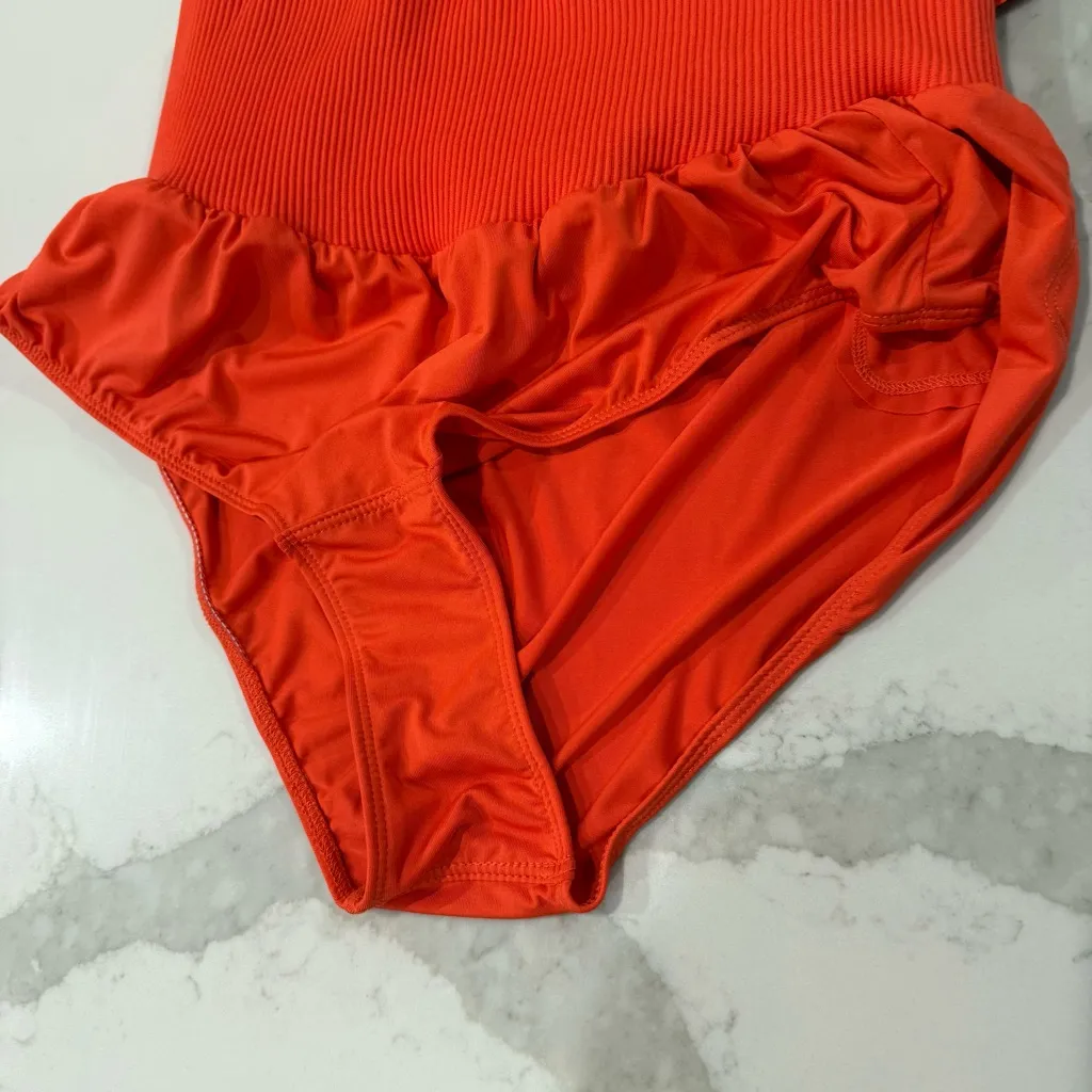 Free People Movement NWT Carpe Diem High Waisted Shorts Women’s Large Scarlet Orange - Image 6