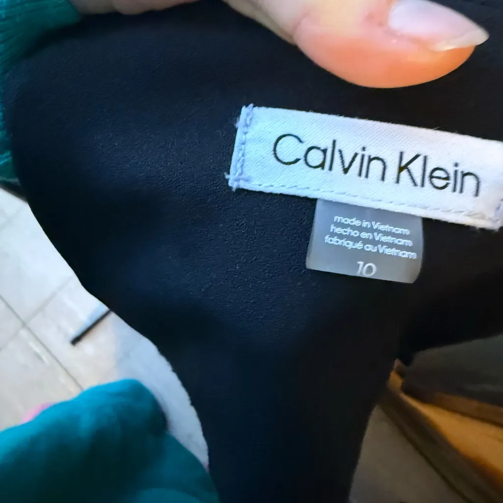 Calvin Klein Sleeveless Stretch Crepe Full Zip Black Moto Dress - Image 4