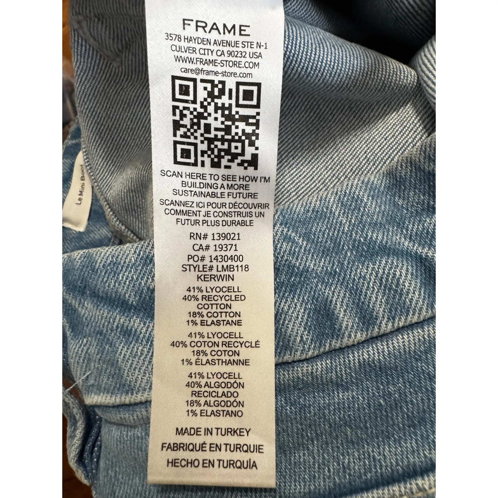 FRAME Le Mini Boot Jeans – Size 28 (Light Wash, Sustainable Fabric) - Image 5