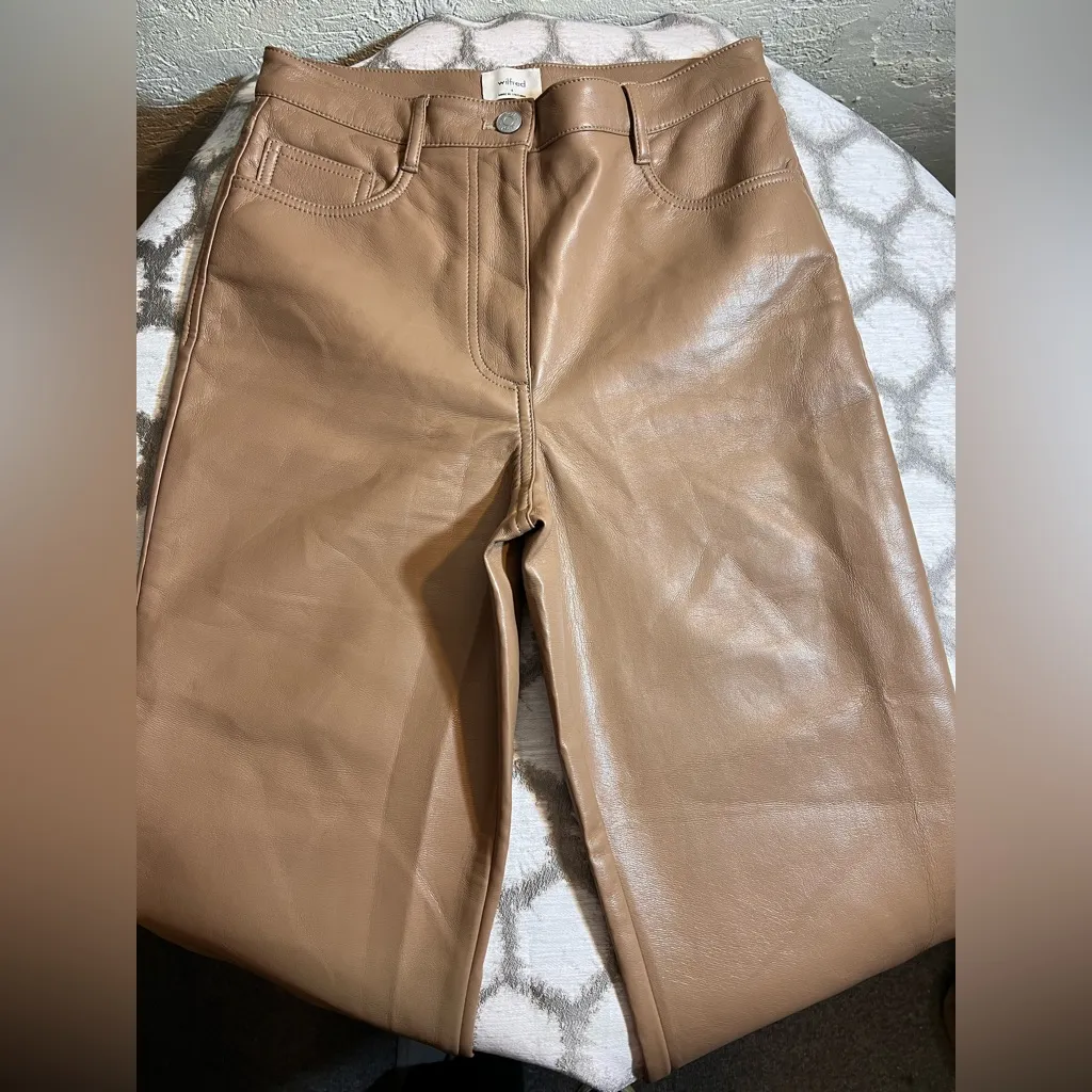 Wilfred Camel Faux Leather Pants Trouser size 4 - Image 7