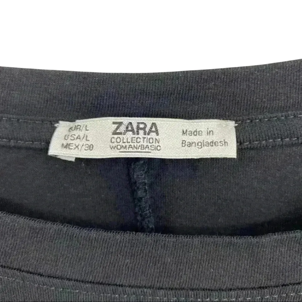 ZARA  Collection Women's Basic Boxy‎ Black White T-Shirt Size Large Casual - Image 6