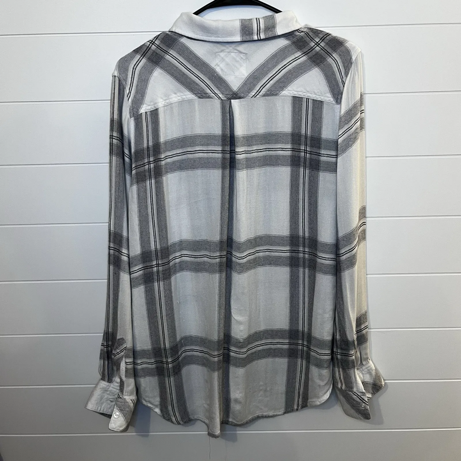 Rails Hunter Button Down in Ash Cinder White Black Gray Plaid Soft Large - Image 7