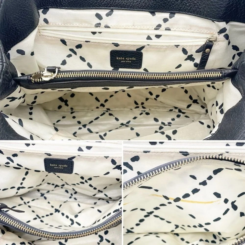 Kate Spade Bag Bexley Stevie Pebbled Black Leather Handbag Medium Slouchy Tote - Image 14