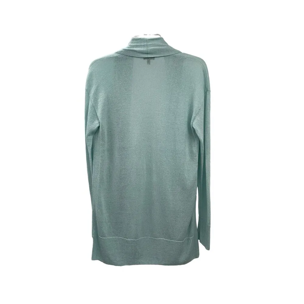 Talbots Cardigan Womens S Used Open Front Linen Blend Seafoam - Image 4