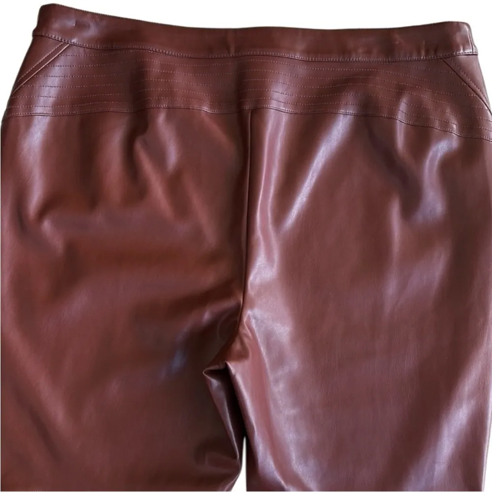 NWOT Peace Love World Faux Leather Flare Pants Brown Size 18 Petite - Image 10