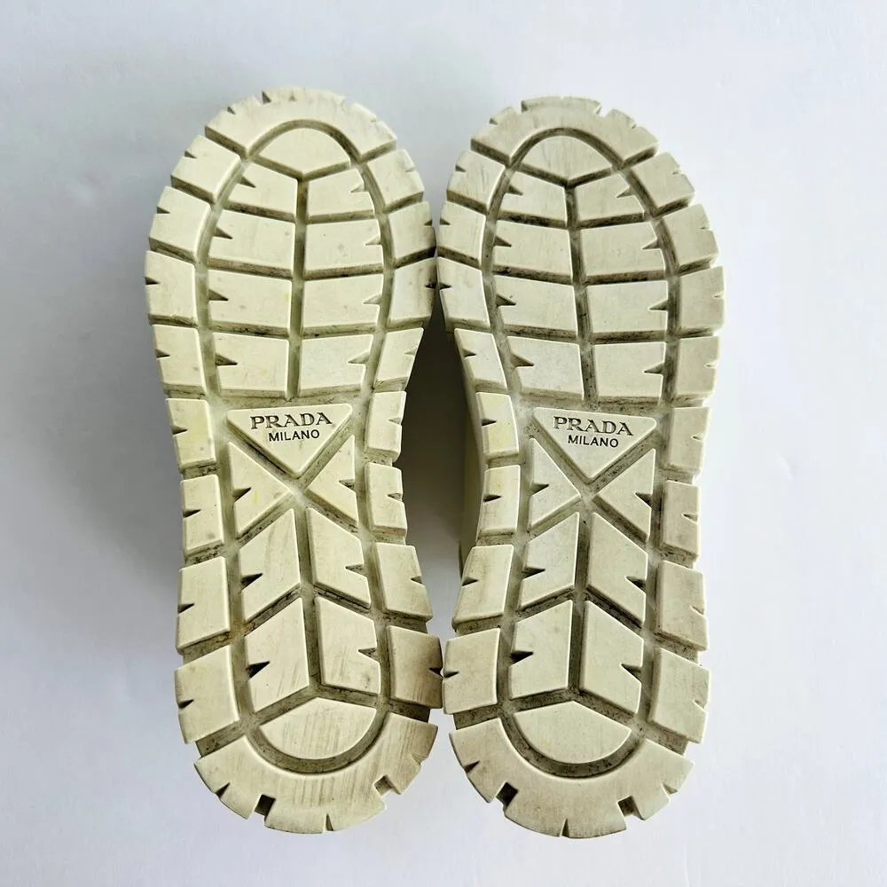 Prada Double Wheel Re-Nylon Trainer White Size 37.5 Platform Sneakers Fashion - Image 13