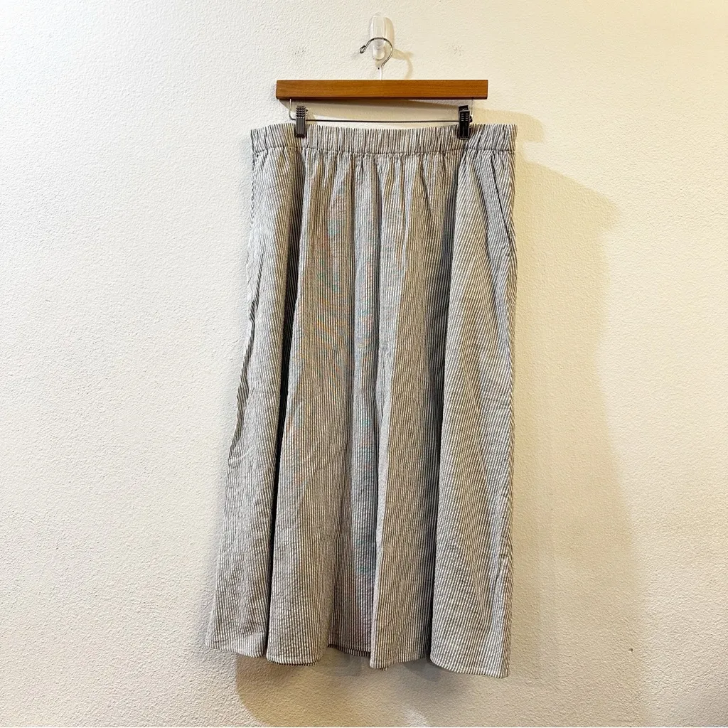 Eileen Fisher Organic Cotton Striped Pocket Mide Skirt Size XL - Image 3