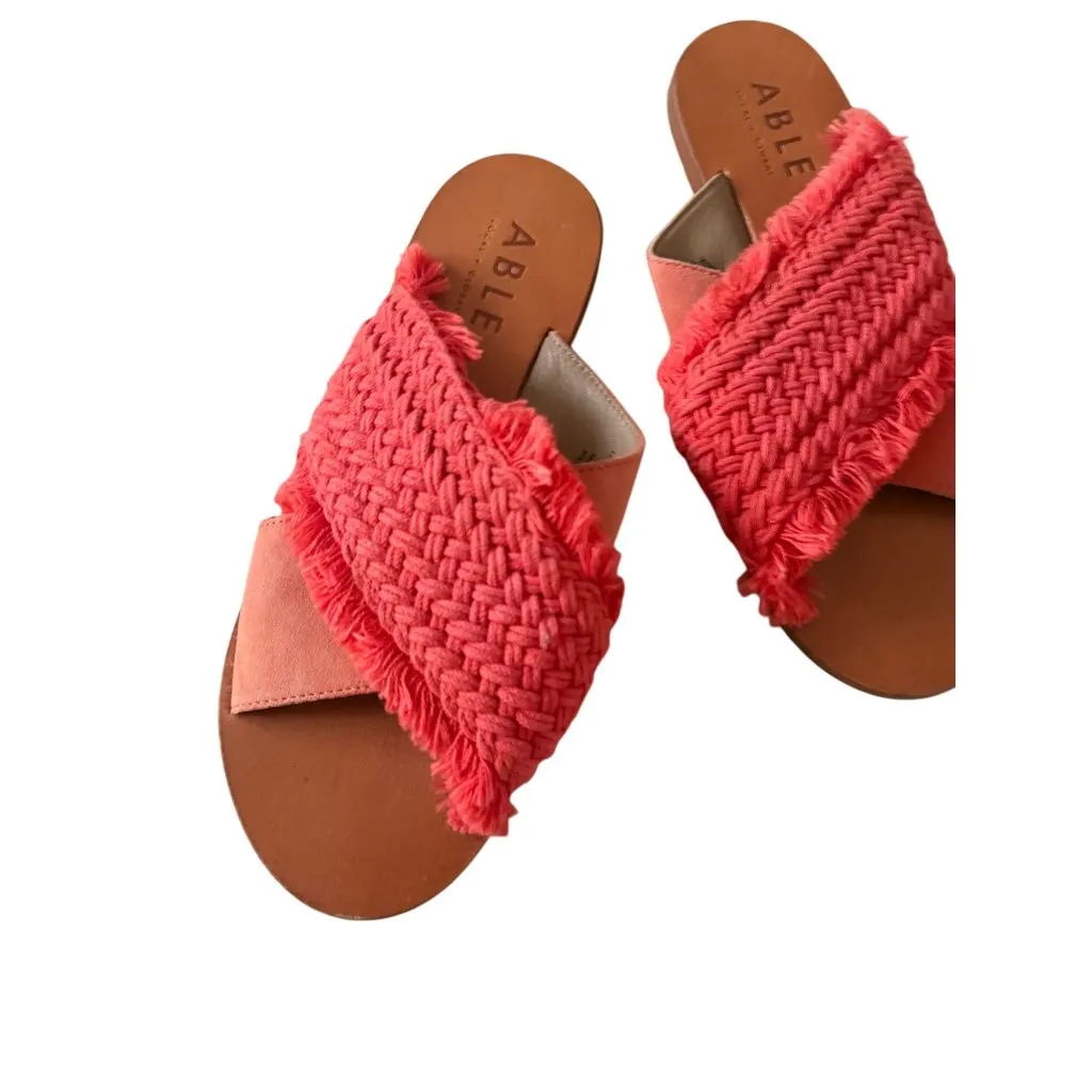 ABLE Orange Woven Braided Slides Sandals Size 7 - Image 5
