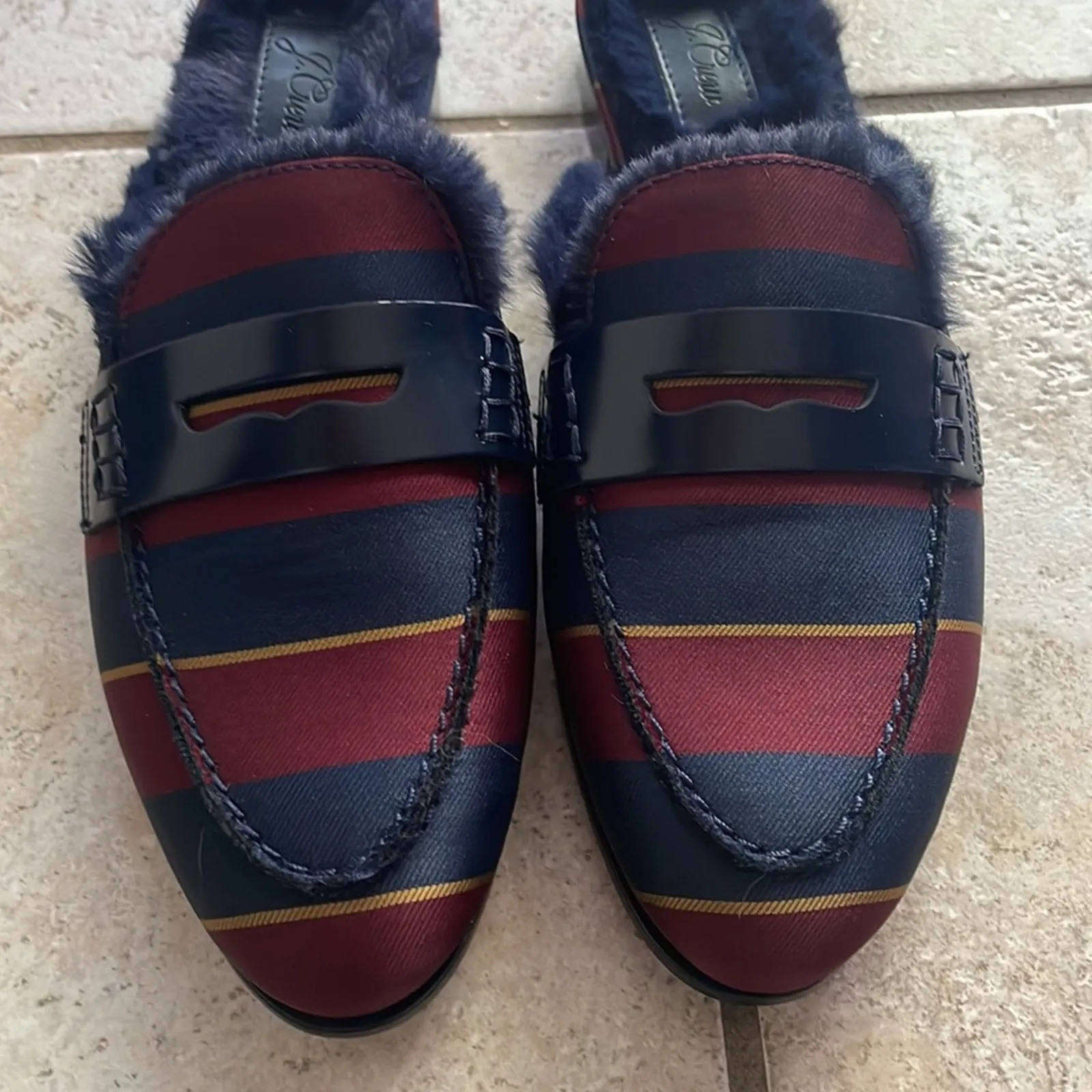 J. Crew Shoes Faux Fur Academy Penny Loafer Mule In Stripe - Image 3