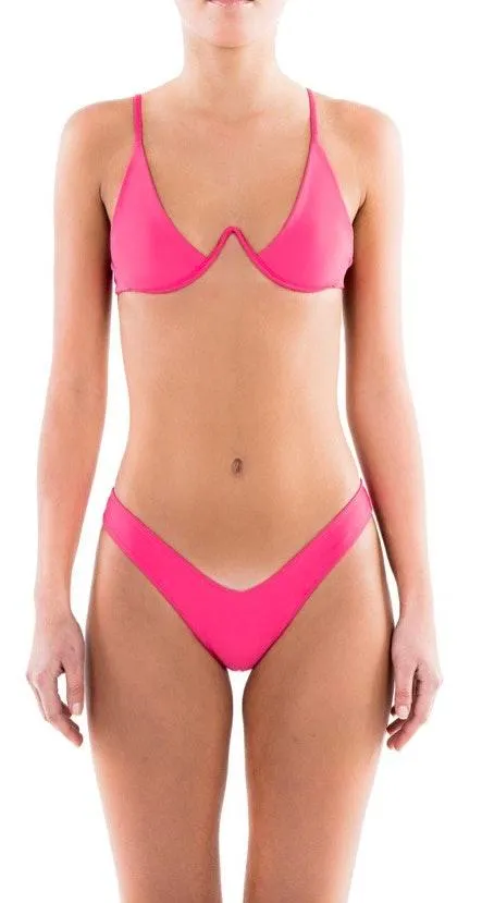 Bamba Swim Hot Pink V Wire Bikini Top - Image 6