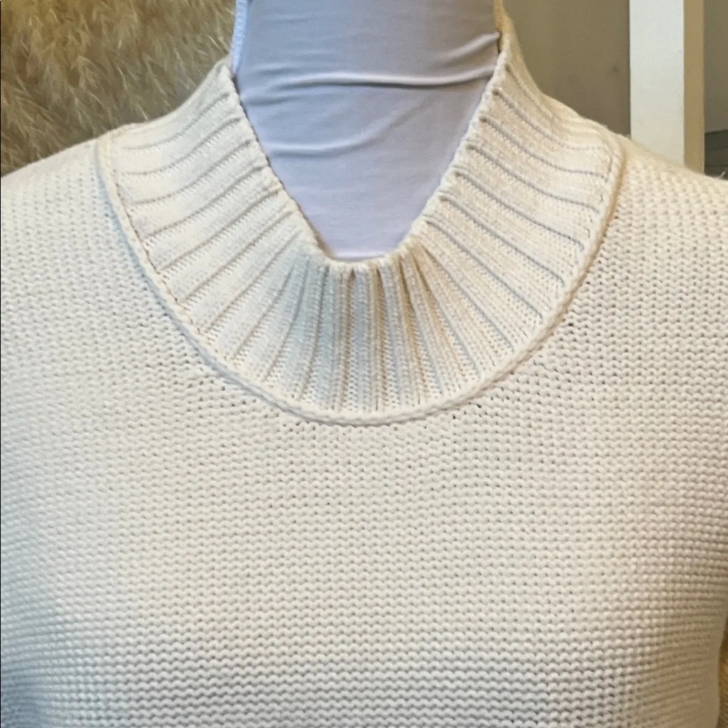 Everlane The Texture Cotton Crew Sweater Ivory Size Small - Image 5