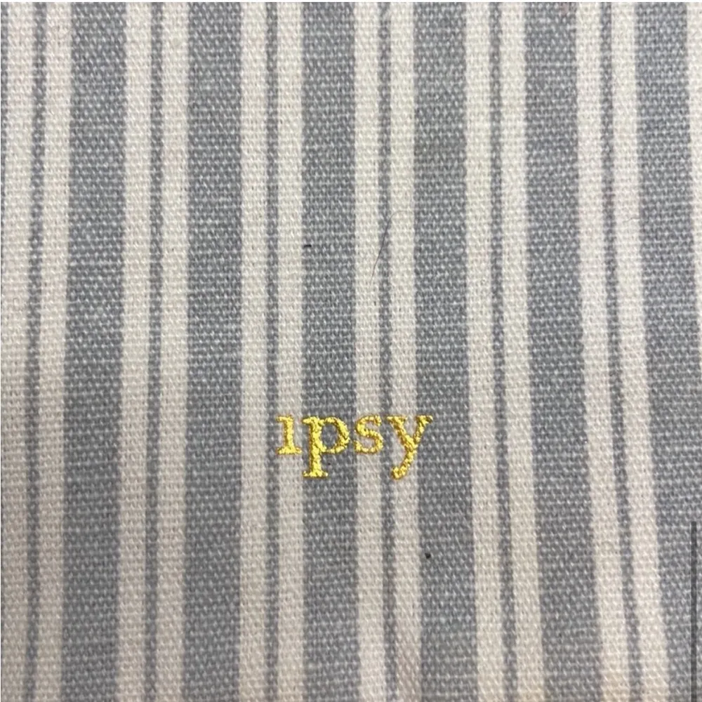 Ipsy Blue & White Striped Pouch Bag - Image 5