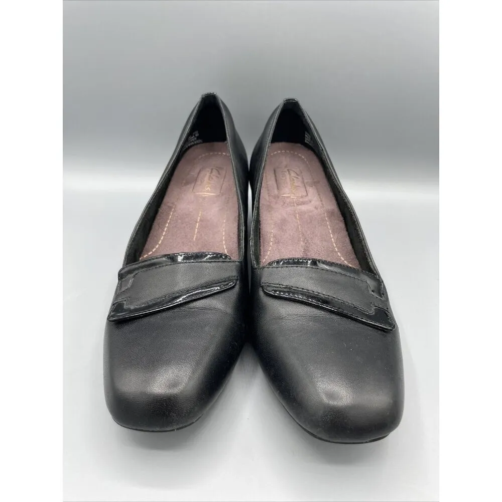 Clarks Womens‎ 9 Shoes Everyday Black Leather Heels Pumps Career Office Work - Image 2