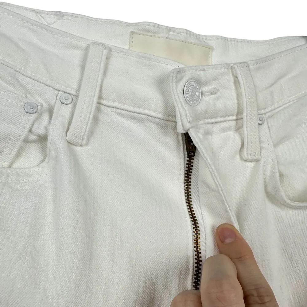 NWOT‎ MOTHER High Waisted Rider Skimp Jeans Women's Size 25 White Cotton Blend - Image 5