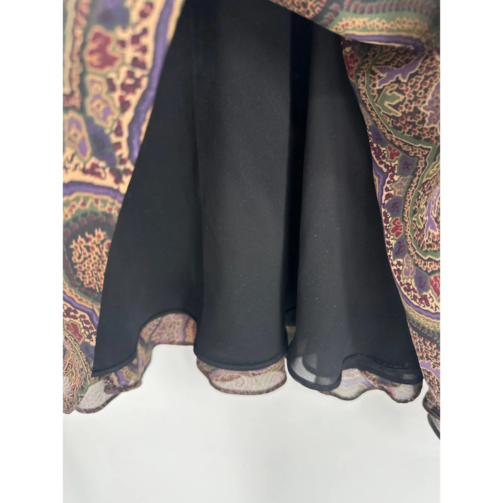 Chaps Womens Dark Paisley Skirt Size L Whimsigoth Grunge Fall Y2K Ruffle Fairy - Image 7