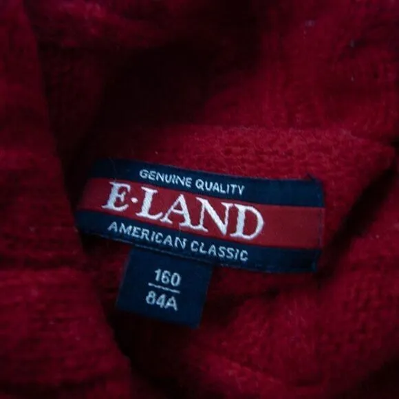 Vintage Red Turtleneck Sweater with Badge, cable knit, Wool blend Red Size XXS - Image 8