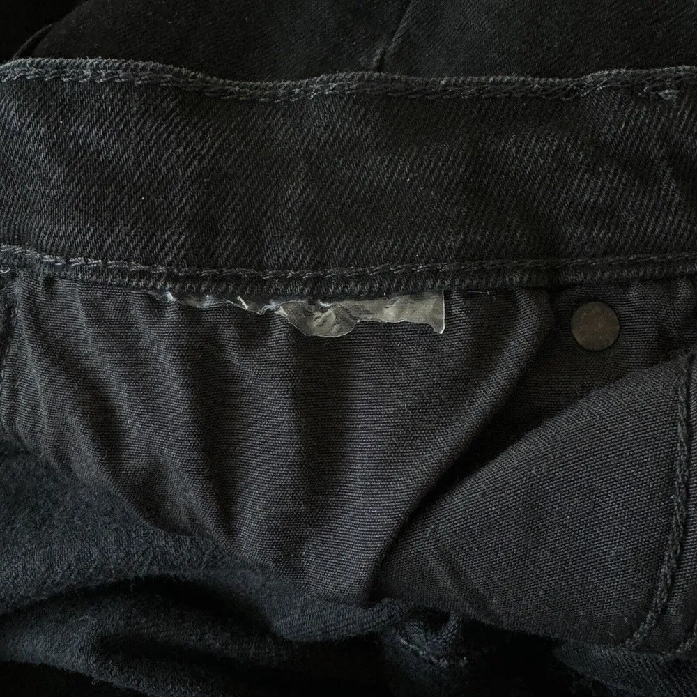 Zara SZ 6 The Disco Pant Jeans Mid-Rise Frayed Hems Zip-Fly Bootcut Black Womens - Image 8