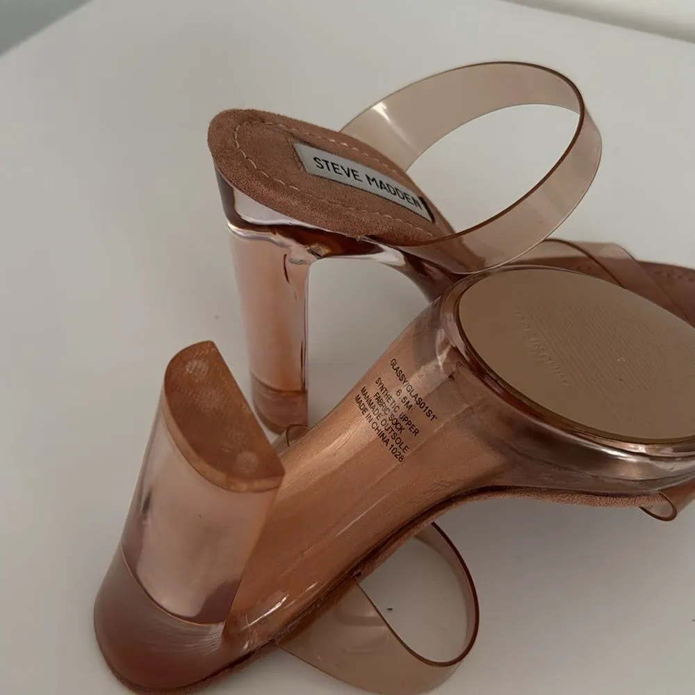 Steve Madden Glassy Tan
Lucite High Heel Sandals EUC - Image 6