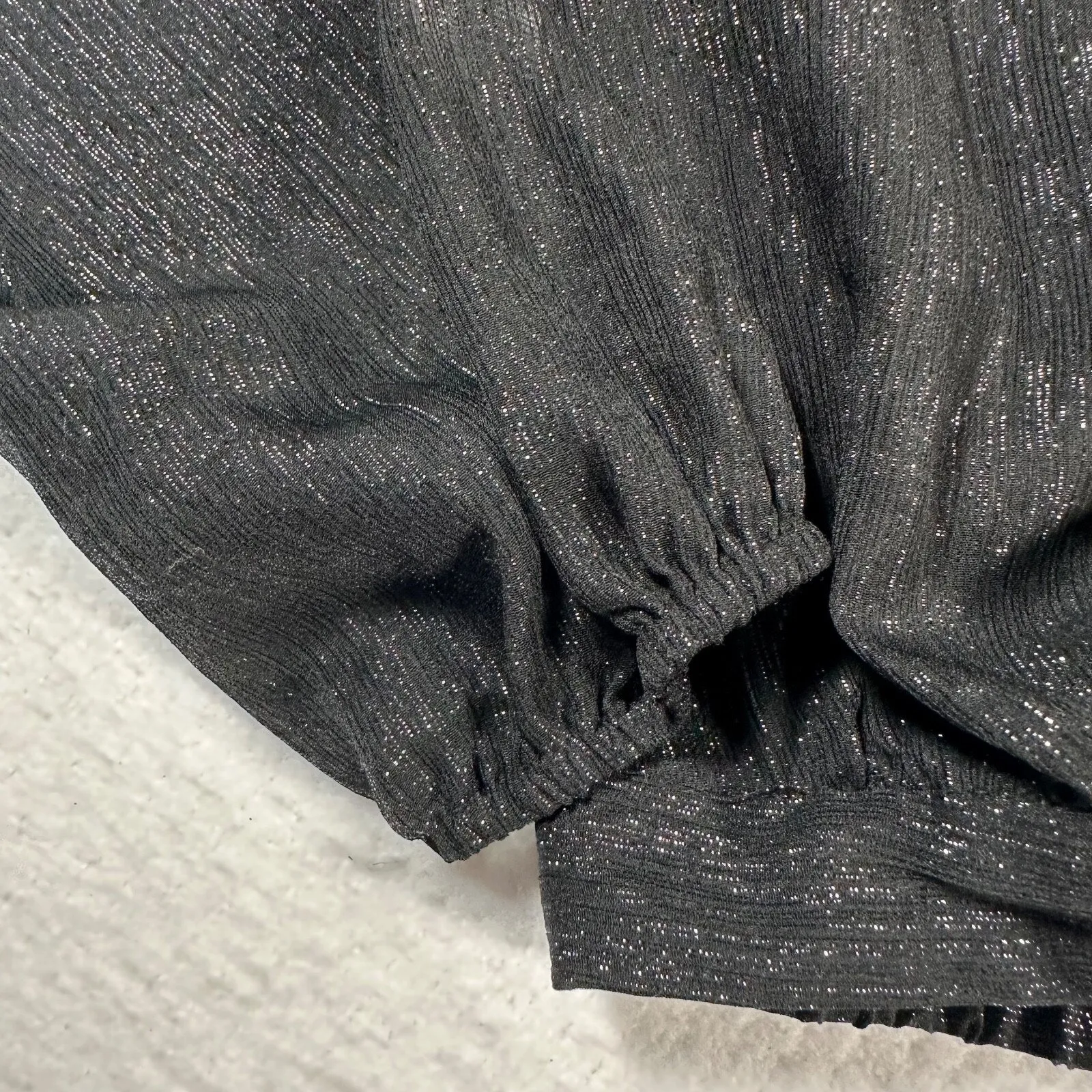 Madewell Lyric Wrap Longsleeve Top Shirt Women X-Small Black Shimmer AF678 - Image 2