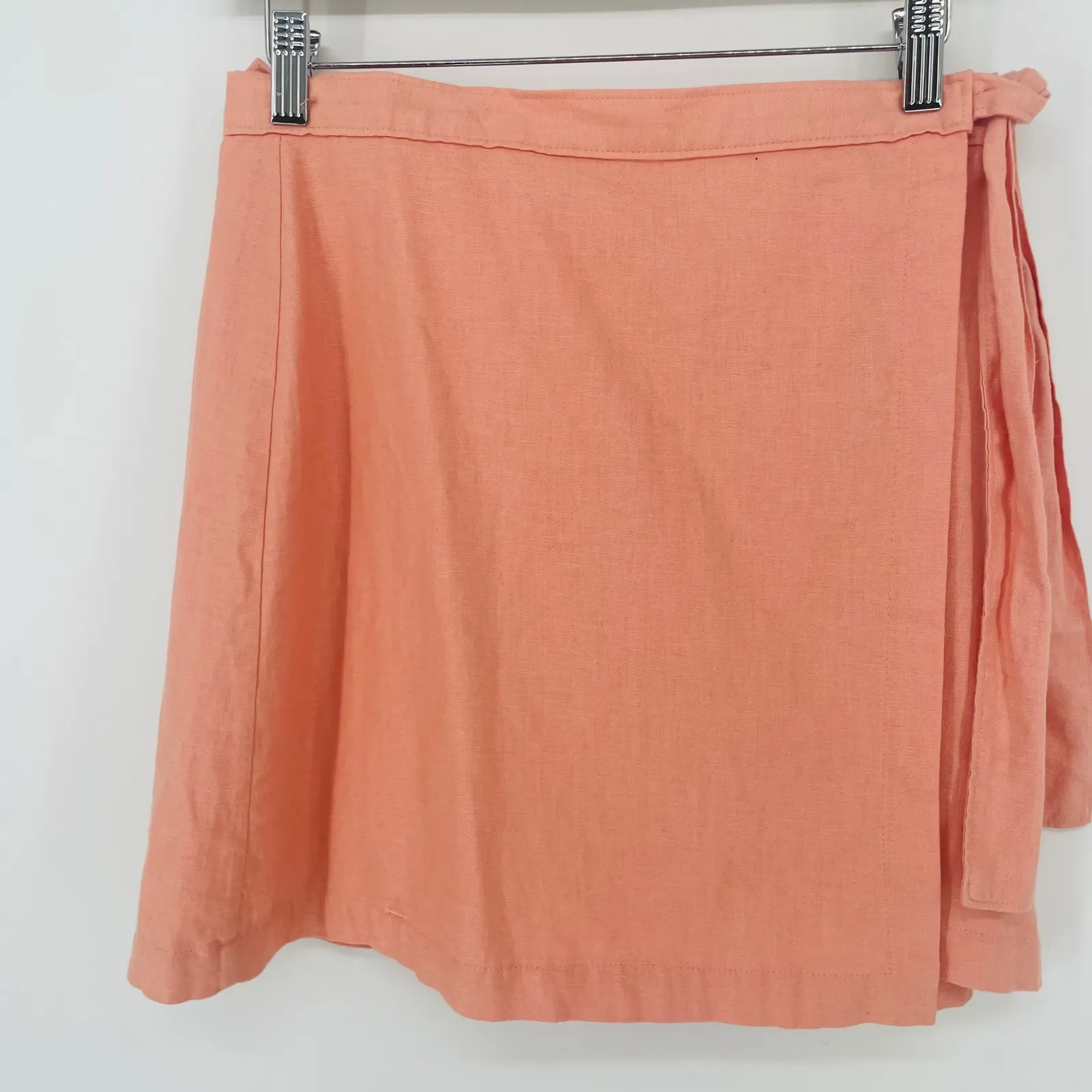 Abercrombie  & Fitch Coral Pink Linen Blend Wrap Skirt Size Small Preppy - Image 4