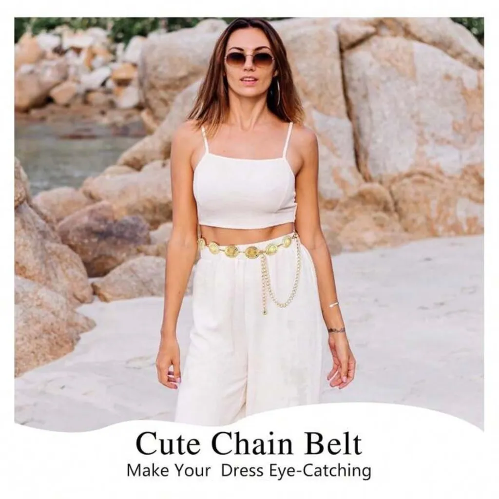 Vintage Style Layered Gold Chain Belt Dress Sweater Belt Womens Accessories - Image 3