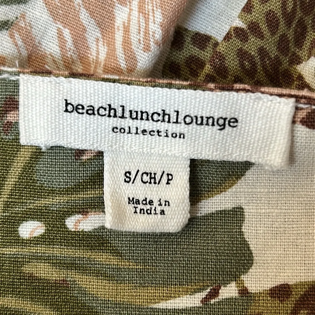 Beachlunchlounge Tropical Leaf Print Dress Braided Shoulder Button Down Size S - Image 7