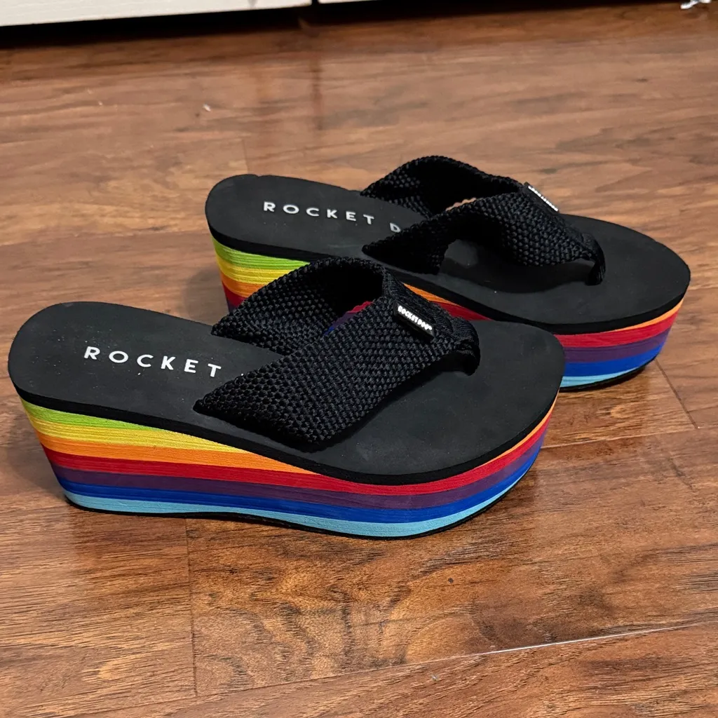 💖Rocket Dog Crush Rainbow Platform Flip Flop Y2K Sandals - Image 3